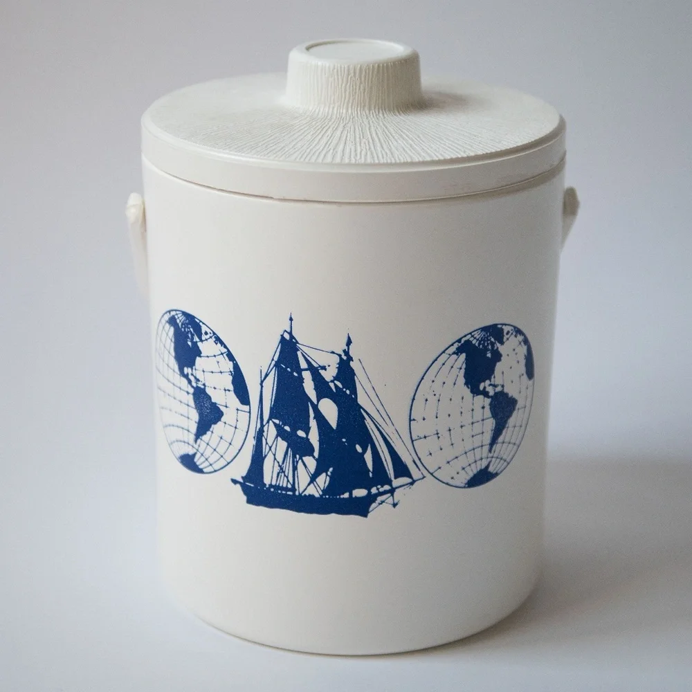 Vintage Skotch Kooler Ice Bucket Cooler & Lid | Nautical Ship Globe Helm Sailing